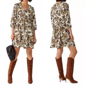 ba&sh White Volver Floral Paisley Dress in Ecru